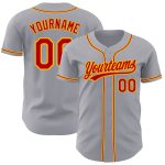 Personalized Gray Red Gold Baseball Jersey - Authentic Custom Team Wear Personalized Gray Red-Gold Authentic Baseball Jersey
