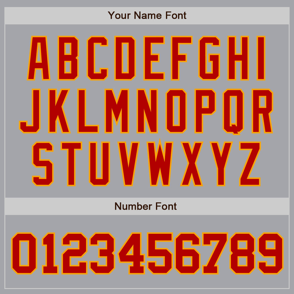 Personalized Gray Red-Gold Authentic Baseball Jersey Team Custom Name and Number Custom Name and Number Authentic Baseball Jersey - Personalized Gray Red-Gold Team Apparel Personalized Gray Red-Gold Authentic - Image 5