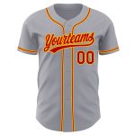 Personalized Gray Red Gold Baseball Jersey - Authentic Custom Team Wear Personalized Gray Red-Gold Authentic Baseball Jersey