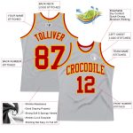 Custom Gray Red-Gold Basketball Jersey with Personalized Name & Number - Authentic Throwback Design Personalized Gray Red-Gold