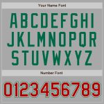 Custom Varsity Letterman Jacket Personalized Two Tone Gray Red-Kelly Green Full-Snap with Team Name and Number Personalized