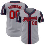 Custom Name and Number Baseball Jersey in Gray, Red, Navy - Personalized Authentic Team Jersey with Arm Shapes Personalized