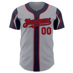 Custom Name and Number Baseball Jersey in Gray, Red, Navy - Personalized Authentic Team Jersey with Arm Shapes Personalized