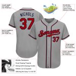 Custom Gray Red-Navy Baseball Jersey for Fans | Authentic Team Apparel Personalized Gray Red-Navy Authentic Baseball Jersey