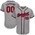 Custom Gray Red-Navy Baseball Jersey for Fans | Authentic Team Apparel Personalized Gray Red-Navy Authentic Baseball Jersey