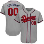Custom Name and Number Authentic Baseball Jersey Gray Red Navy - Personalized Team Jersey Personalized Gray Red-Navy Authentic