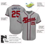 Custom Name and Number Authentic Baseball Jersey Gray Red Navy - Personalized Team Jersey Personalized Gray Red-Navy Authentic