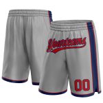 Custom Basketball Shorts with Personalized Name and Number in Gray Red-Navy - Authentic Team Gear Personalized Gray Red-Navy