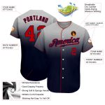 Custom Name & Number Personalized Gray Red-Navy Fade Baseball Jersey - Authentic Team Apparel Personalized Gray Red-Navy