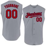 Custom Gray Red-Navy Baseball Jersey - Authentic Sleeveless Design Personalized Gray Red-Navy Authentic Sleeveless Baseball