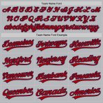 Custom Name and Number Personalized Red-Navy Gray Authentic Throwback Baseball Jersey Personalized Gray Red-Navy Authentic
