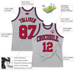 Custom Name and Number Personalized Basketball Jersey in Gray Red-Navy - Authentic Throwback Design Personalized Gray Red-Navy