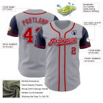Custom Two Tone Baseball Jersey - Personalized Gray Red-Navy with Team Name & Number Personalized Gray Red-Navy Authentic