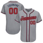 Custom Gray Red Navy Baseball Jersey for Men and Women Personalized Gray Red-Navy Baseball Jersey