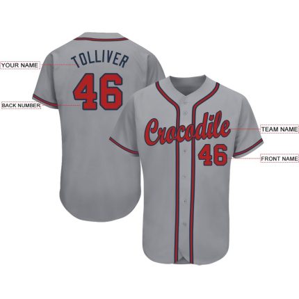 Custom Gray Red Navy Baseball Jersey for Men and Women Personalized Gray Red-Navy Baseball Jersey