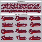 Custom Name and Number Personalized Hockey Jersey - Gray Red-Navy Lace Neck Team Apparel Personalized Gray Red-Navy Hockey