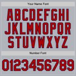 Custom Personalized Baseball Jersey - Red-Navy Line - Gray - Team Name & Number Personalized Gray Red-Navy Line Authentic