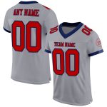 Personalized Red Navy Gray Mesh Football Jersey - Custom Sports Apparel Personalized Gray Red-Navy Mesh Authentic Football