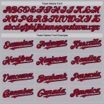 Customizable Gray Red-Navy Mesh Authentic Throwback Baseball Jersey with Personalized Name & Number Personalized Gray Red-Navy