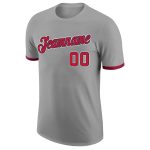 Personalized Performance T-Shirt in Gray Red-Navy for Stylish Activewear Personalized Gray Red-Navy Performance T-Shirt