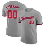 Personalized Performance T-Shirt in Gray Red-Navy for Stylish Activewear Personalized Gray Red-Navy Performance T-Shirt