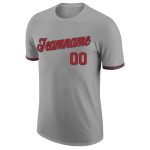 Custom Team Performance T-Shirt with Personalized Name and Number - Gray Red-Navy Personalized Gray Red-Navy Performance