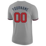 Custom Team Performance T-Shirt with Personalized Name and Number - Gray Red-Navy Personalized Gray Red-Navy Performance