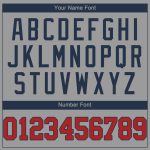 Custom Team Performance T-Shirt with Personalized Name and Number - Gray Red-Navy Personalized Gray Red-Navy Performance