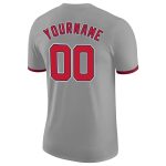 Personalized Performance T-Shirt in Gray Red-Navy for Stylish Activewear Personalized Gray Red-Navy Performance T-Shirt