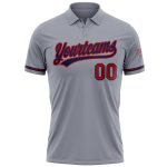Personalized Performance Vapor Golf Polo Shirt - Gray Red Navy Design Personalized Gray Red-Navy Performance Vapor Golf Polo