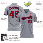Personalized Performance Vapor Golf Polo Shirt - Gray Red Navy Design Personalized Gray Red-Navy Performance Vapor Golf Polo