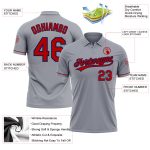 Custom Team Name Number Red Navy Gray Performance Golf Polo Shirt Personalized Gray Red-Navy Performance Vapor Golf Polo