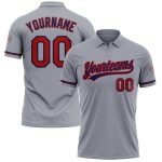 Personalized Performance Vapor Golf Polo Shirt - Gray Red Navy Design Personalized Gray Red-Navy Performance Vapor Golf Polo