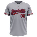 Personalized Softball Jersey Unisex Two-Button Gray Red-Navy Colorful Design Personalized Gray Red-Navy Two-Button Unisex