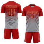 Custom Soccer Uniform Jersey with Name and Number in Gray Red and Old Gold - Personalized Team Wear Personalized Gray Red-Old