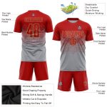 Custom Soccer Uniform Jersey with Name and Number in Gray Red and Old Gold - Personalized Team Wear Personalized Gray Red-Old