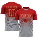 Custom Soccer Uniform Jersey with Name and Number in Gray Red and Old Gold - Personalized Team Wear Personalized Gray Red-Old