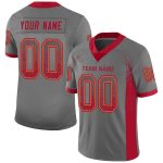Custom Team Football Jersey - Personalized Gray Red-Orange Drift Mesh with Name and Number Personalized Gray Red-Orange Mesh