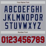 Custom Authentic Baseball Jersey with Personalized Name and Number in Gray and Red Pinstripe Navy Personalized Gray Red Pinstripe