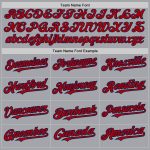 Custom Authentic Baseball Jersey with Personalized Name and Number in Gray and Red Pinstripe Navy Personalized Gray Red Pinstripe