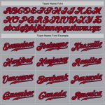 Custom Personalized Baseball Jersey - Gray Red Pinstripe, Red-Navy, Team Name & Number Personalized Gray Red Pinstripe Red-Navy