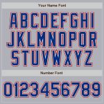 Custom Name Number Unisex Softball Jersey - Personalized Gray Red Pinstripe Roya-White Two-Button Design Personalized Gray