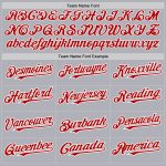 Custom Name and Number Unisex Softball Jersey - Gray Red Pinstripe Two-Button Design Personalized Gray Red Pinstripe White