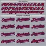 Custom Authentic Baseball Jersey with 3 Colors Arm Shapes - Personalized Gray Red-Royal Team Name and Number Personalized