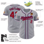 Authentic Personalized Baseball Jersey in Gray and Red-Royal Color сочетание Personalized Gray Red-Royal Authentic Baseball