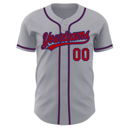 Authentic Personalized Baseball Jersey in Gray and Red-Royal Color сочетание Personalized Gray Red-Royal Authentic Baseball