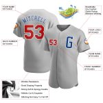 Custom Name and Number Personalized Authentic Baseball Jersey - Gray Red-Royal Personalized Gray Red-Royal Authentic Baseball