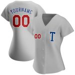 Custom Name and Number Personalized Authentic Baseball Jersey - Gray Red-Royal Personalized Gray Red-Royal Authentic Baseball