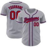 Authentic Personalized Baseball Jersey in Gray and Red-Royal Color сочетание Personalized Gray Red-Royal Authentic Baseball