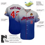 Custom Name Number Authentic Fade Baseball Jersey Red Gray Royal Fashion Personalized Gray Red-Royal Authentic Fade Fashion